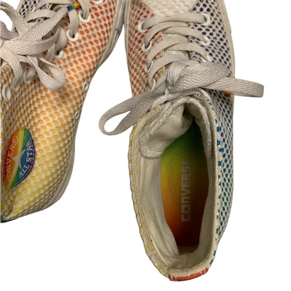 Converse Chuck Taylor All Star Pride Mesh High Top Sneakers - Size M7.5 W9.5 - Picture 4 of 5